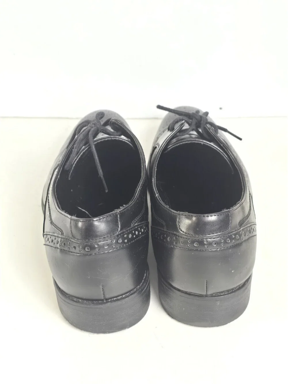 APT 9 Shoes Mens Size 13 M Wing Tip Oxfords Dress Black Vegan Leather Lace Up
